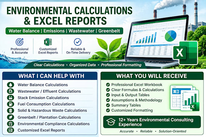 prepare environmental calculations and excel reports