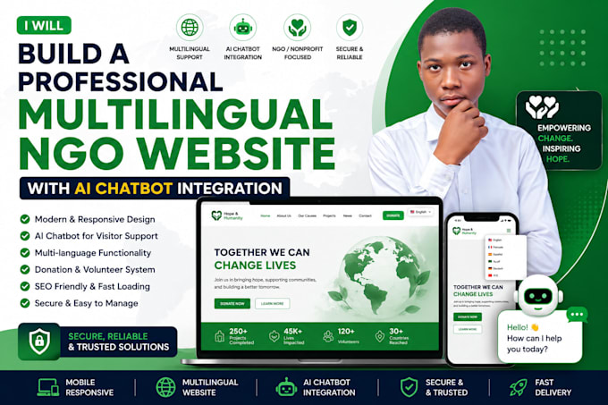 build a professional multilingual ngo website with ai chatbot integration