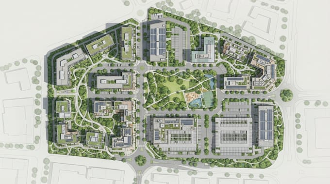 render architectural site plan, master plan, and landscape plan