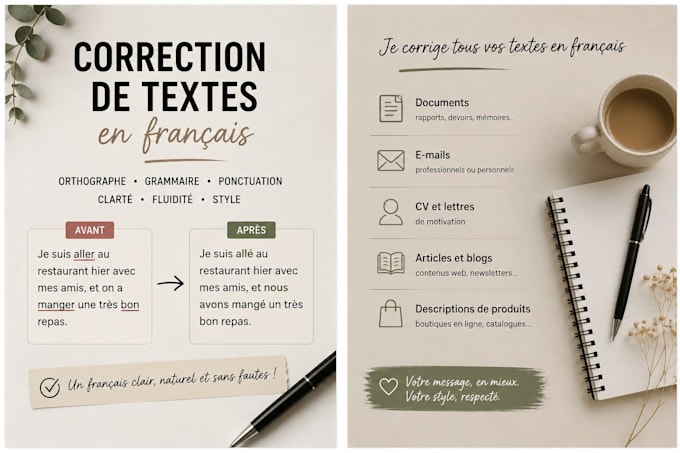 proofread and correct your french text