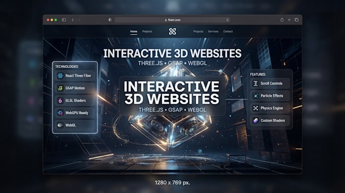 create an interactive 3d website with threejs, gsap, webgl and animations