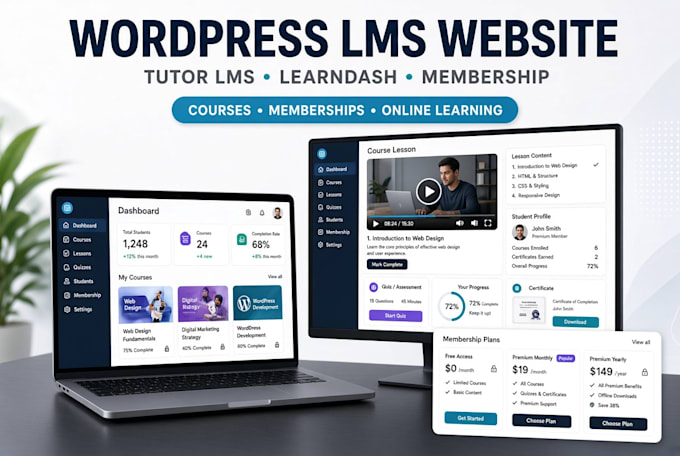 develop wordpress lms membership website, lms website with tutor lms learndash