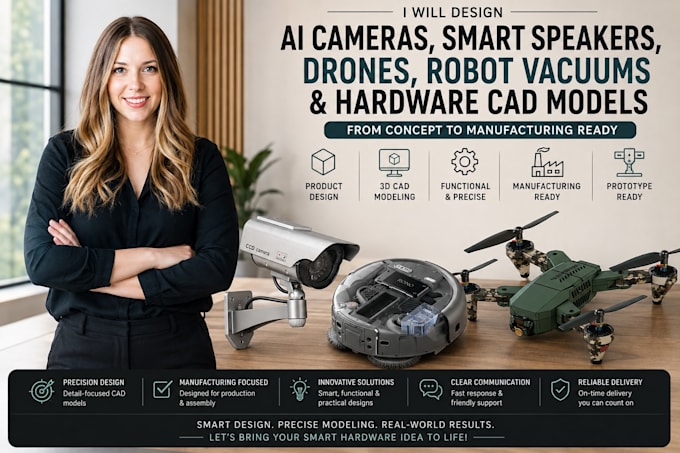 design ai camera smart speaker robot vacuum drone 3d hardware cad modelling