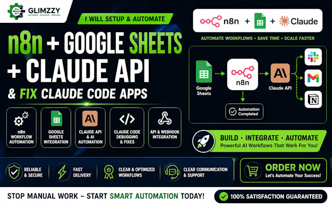 setup n8n google sheets claude API automation fix claude code apps sheets