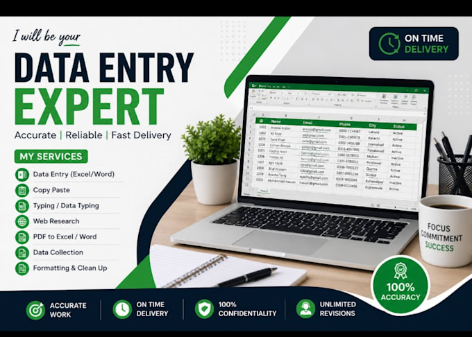 do accurate data entry, typing and ms excel work