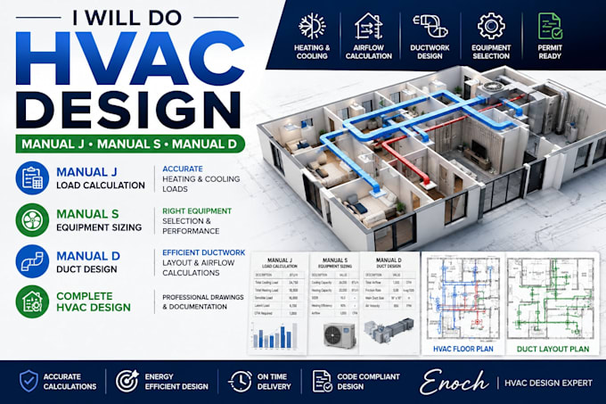do hvac design, manual j load calculation, manual s and manual d