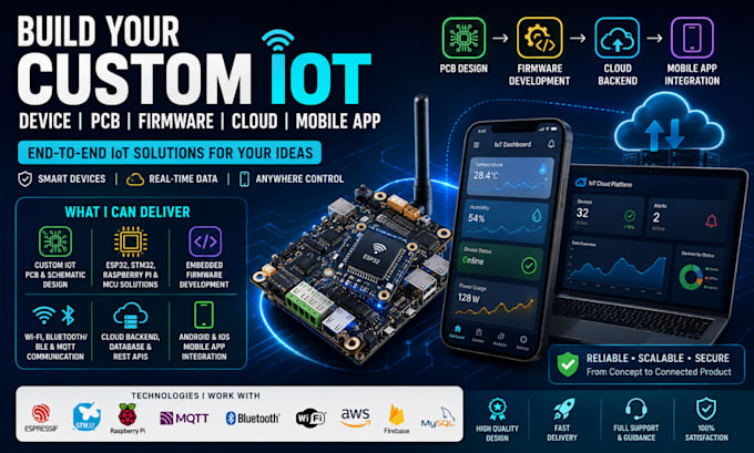 build your custom iot device pcb firmware cloud and mobile app