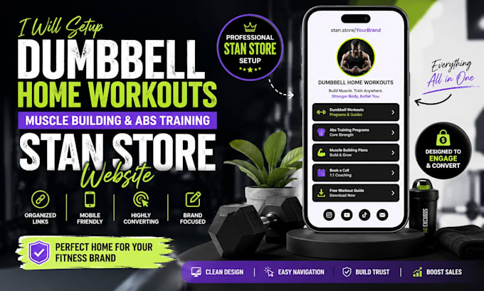 setup dumbbell home workouts muscle building abs training stan store website