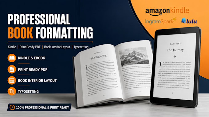 do kindle book formatting, print ready pdf, book interior layout and typesetting