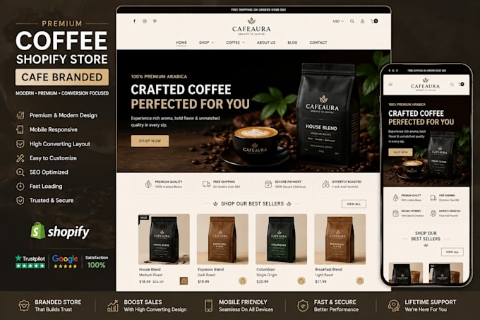 build seo coffee shopify store coffee website coffee store