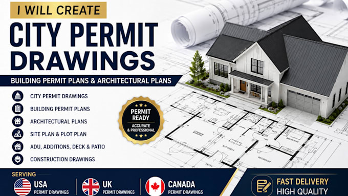 create city permit drawings, building permit plans 2d floor architectural plans
