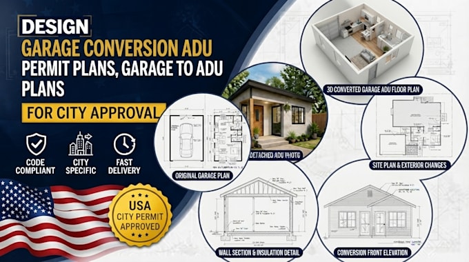 create garage conversion adu permit plans and residential approval drawings