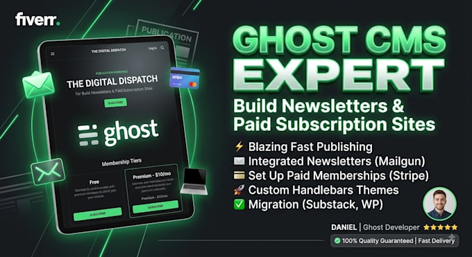 build custom ghost cms newsletter and publication website