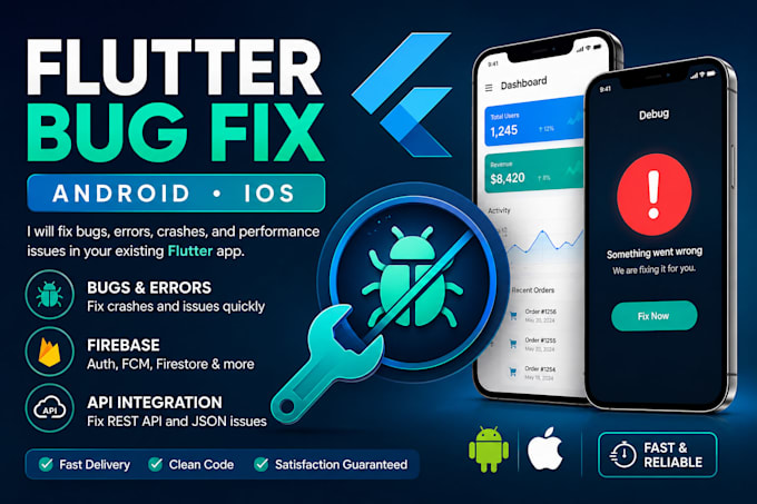 fix bugs and issues in your flutter android and ios app