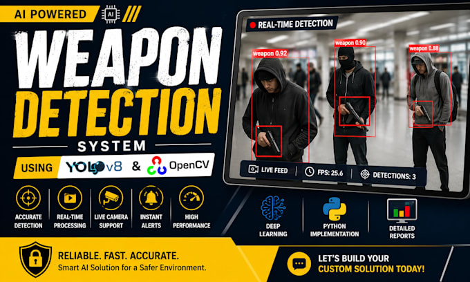 build weapon detection system using yolov8 and opencv