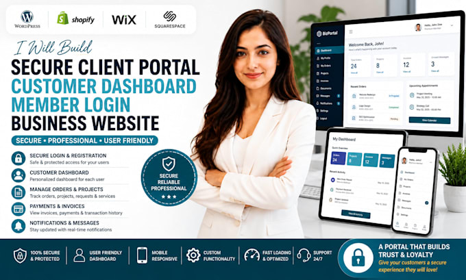 build secure client portal customer dashboard member login business website