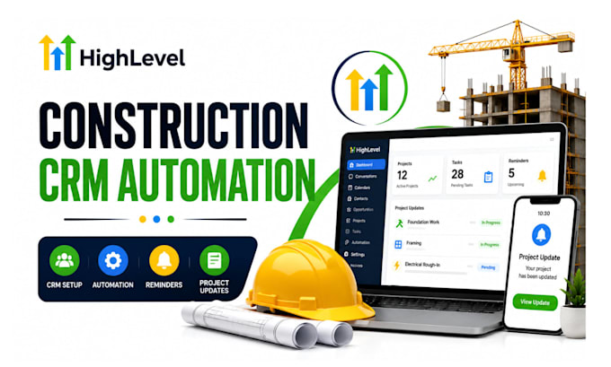 setup gohighlevel construction CRM automation for project updates and reminders
