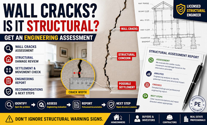 assess wall cracks and structural damage in your property