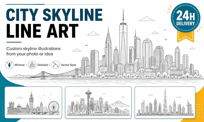 create city skyline line art illustration