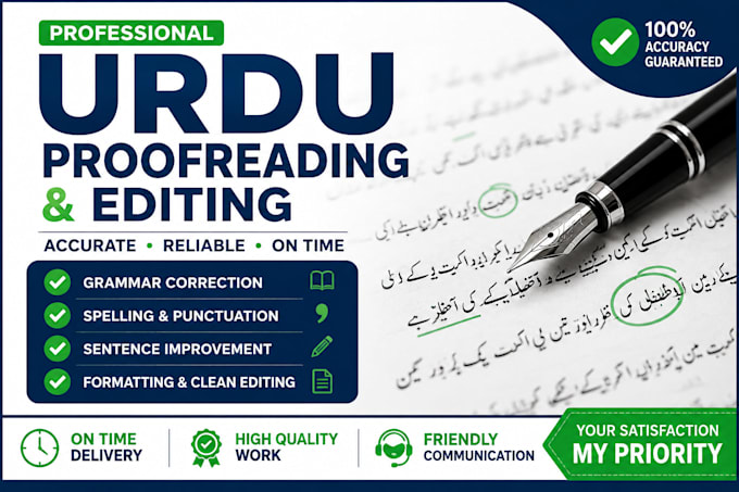 do urdu proofreading and editing with perfect grammar