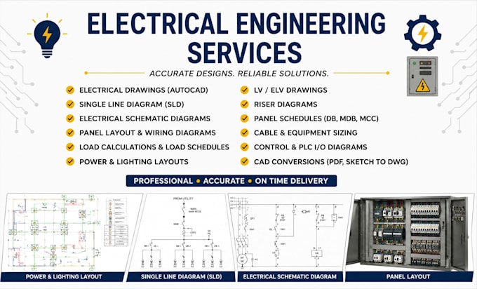 design electrical sld, panel layout, and autocad wiring diagrams