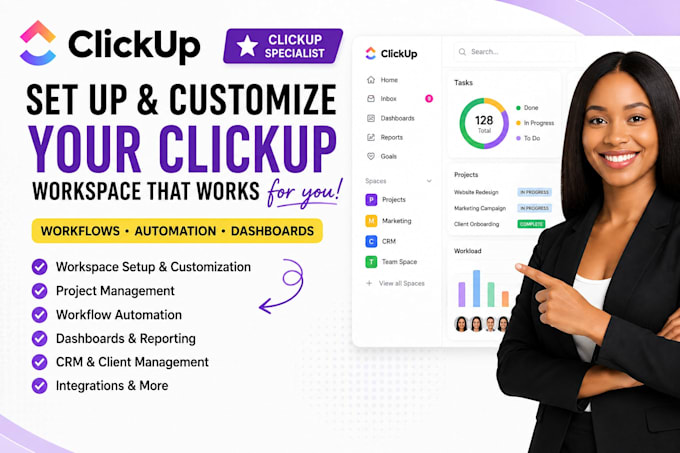 set up and customize your clickup workspace with workflow automations