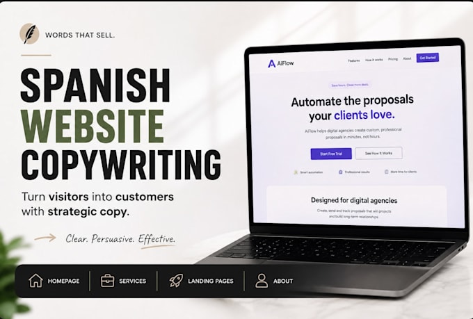 write conversion focused website copy in spanish