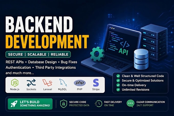develop laravel php backend, rest api and mysql database