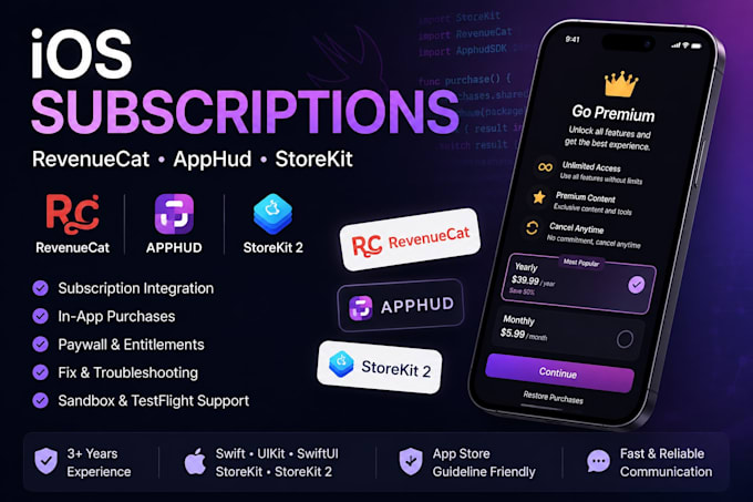 integrate or fix revenuecat storekit and ios subscriptions