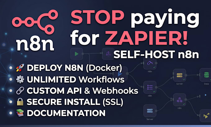 install self hosted n8n on your server and build automation workflows