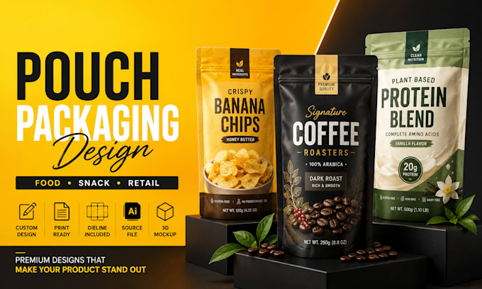 design pouch packaging, food packaging and product packaging