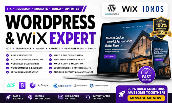 fix migrate wix ionos build acf wordpress breakdance avada kadence generatepress