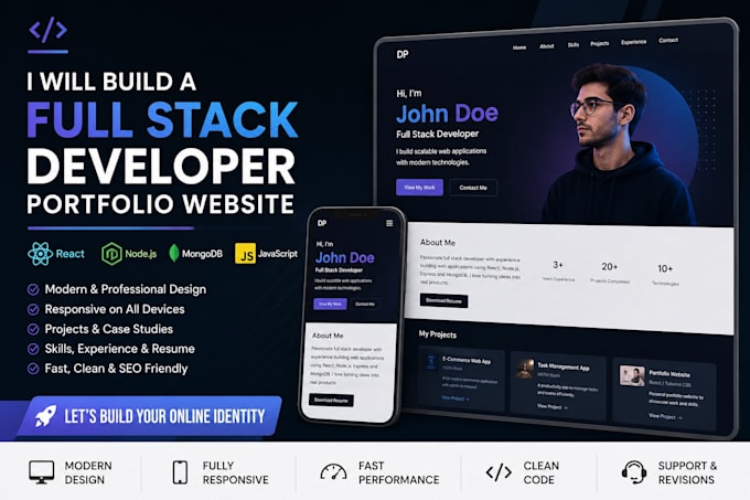 build a modern full stack developer portfolio website