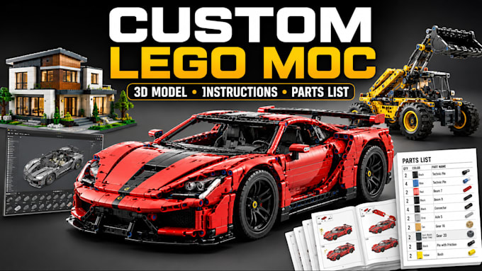 create custom lego moc, lego technic model and instructions