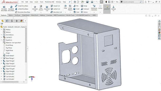 do custom electronics housing casing 3d cad modeling and rendering in solidworks