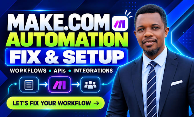 fix make com, made com, setup make com automation, make automation, make expert