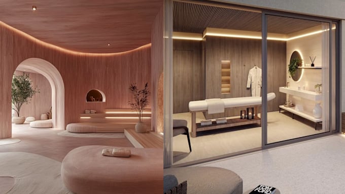 design luxury spa and wellness center with realistic 3d visualization