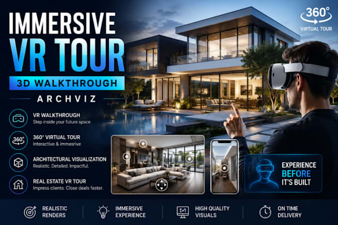develop immersive VR walkthrough, 3d virtual tour, archiviz, real estate vr tour