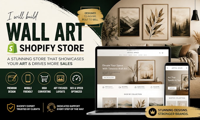 build wall art website printable wall art store print on demand shopify store