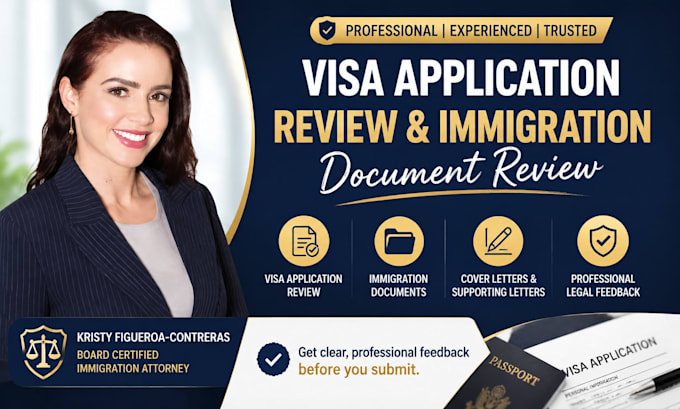 review visa applications, immigration documents, and cover letters