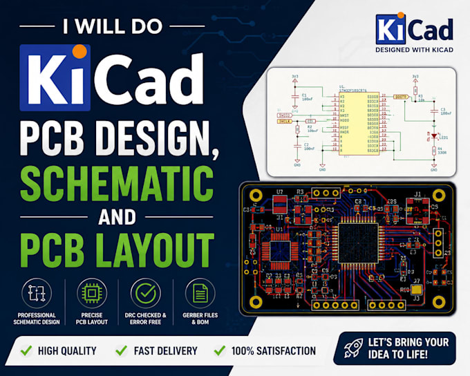 do kicad pcb design, schematic and pcb layout