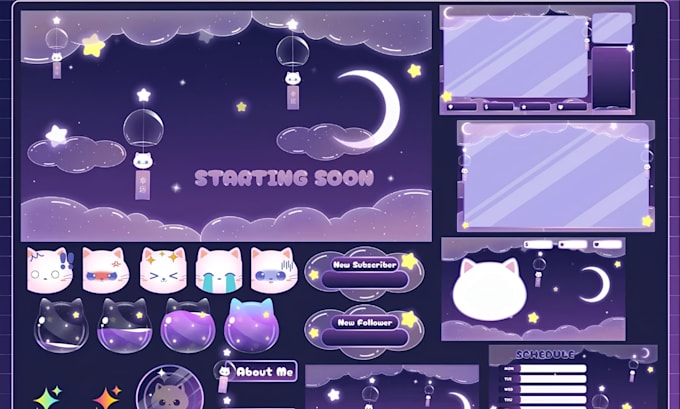 draw cozy and animated background overlay for twitch, streamer, vtuber