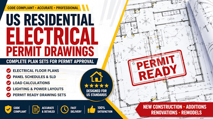 create US residential electrical permit drawing sets