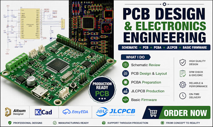 design review and guide schematics pcb pcba jlcpcb production and basic firmware