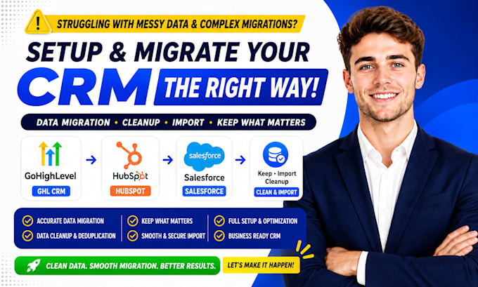 setup gohighlevel ghl CRM data migration hubspot salesforce keep import cleanup