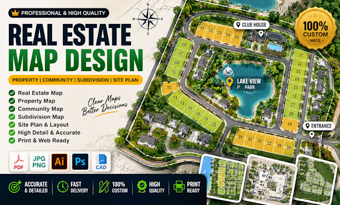 design real estate map, property map, community map, subdivision map, site plan