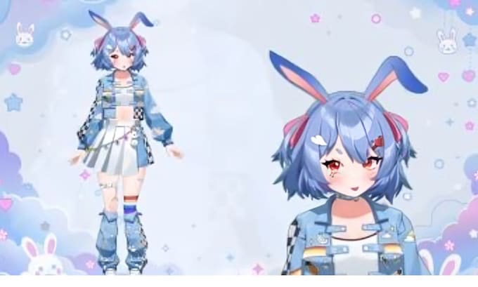create 2d vtuber model live2d rigging chibi avatar  png tuber mmd vtuber model