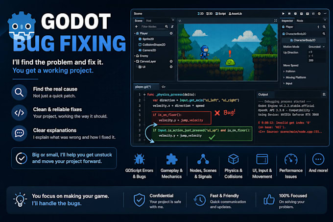 fix bugs in your game code in godot