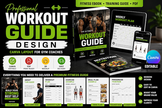 design workout guide layout in canva for gym coaches design ebook guide