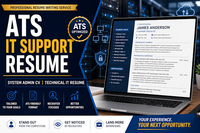 do ats IT support resume, system administrator CV and technical IT resume